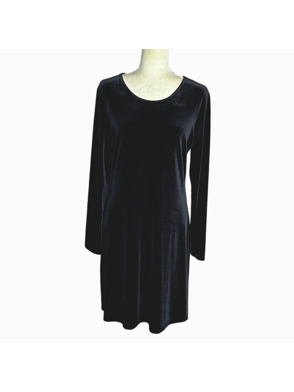 Vintage Black Velour Goth Midi Dress Whimsigoth Witchy Long Sleeve Y2K 90s